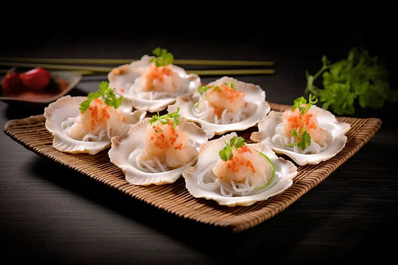 蒜蓉扇贝粉丝海鲜静物摄影图