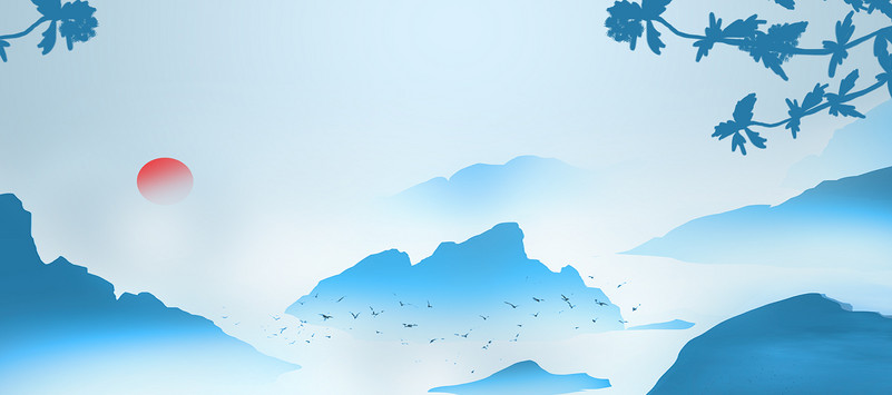 蓝色古典唯美中国风Banner海报背景