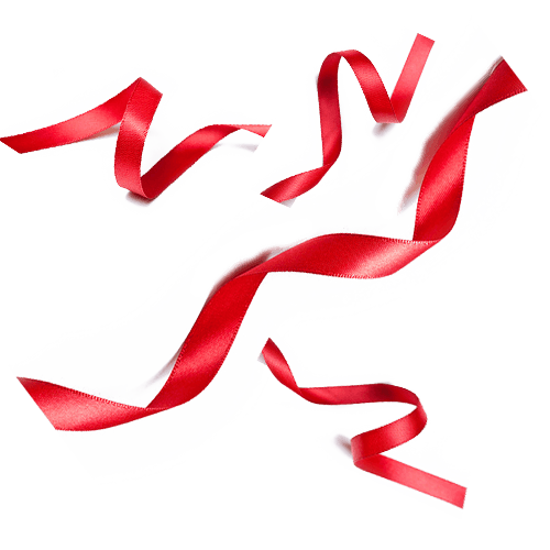 一堆红色的丝带