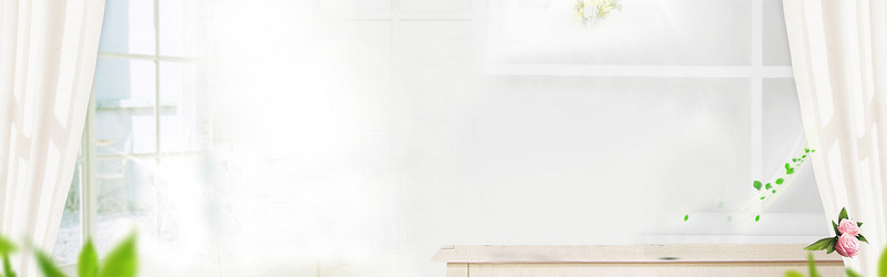 清新简约空间飘窗植物展台厨房电器海报背景