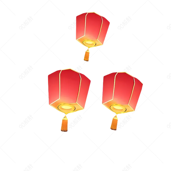 元宵佳节漂浮着的孔明灯元素