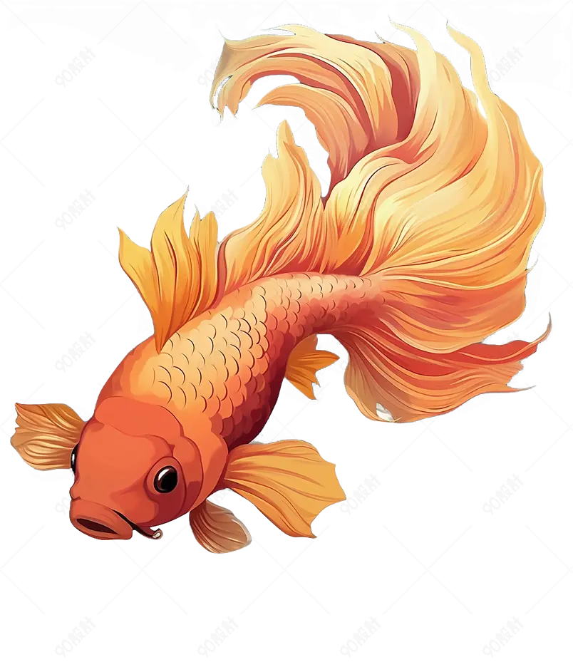 红色金鱼游动摆尾插画元素