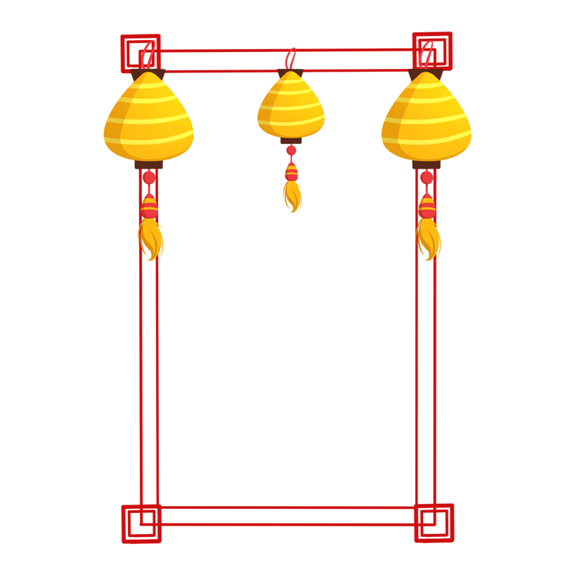 新年灯笼边框插画
