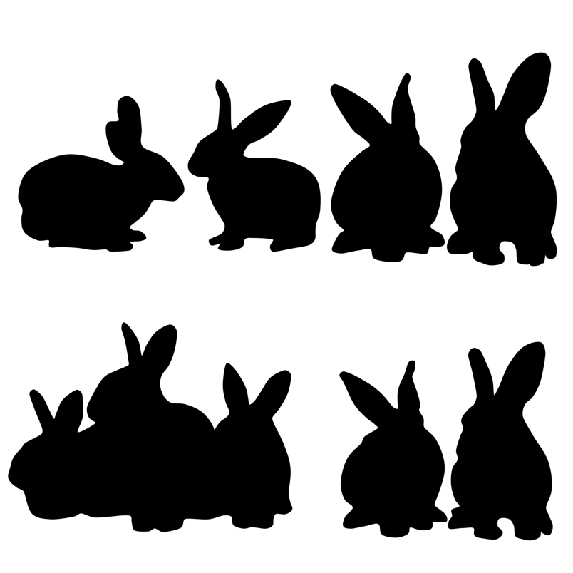 中秋节可爱兔子剪影元素