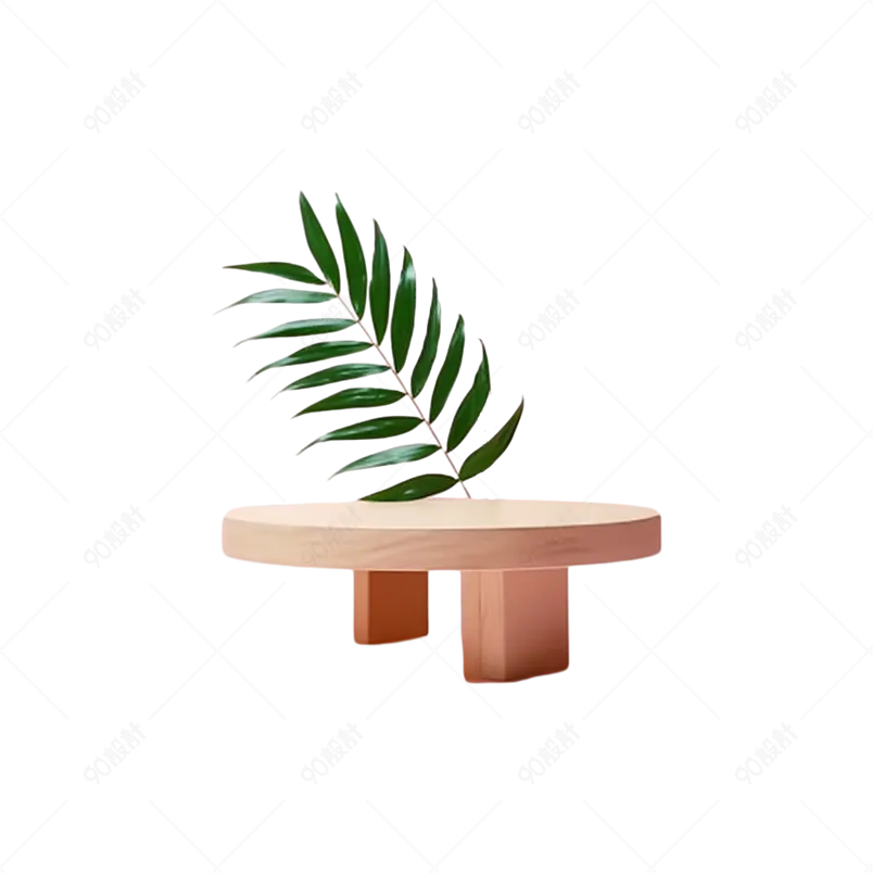 木桌子桌面台子叶子棕榈树叶