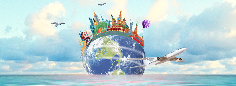 环球旅游创意背景Banner