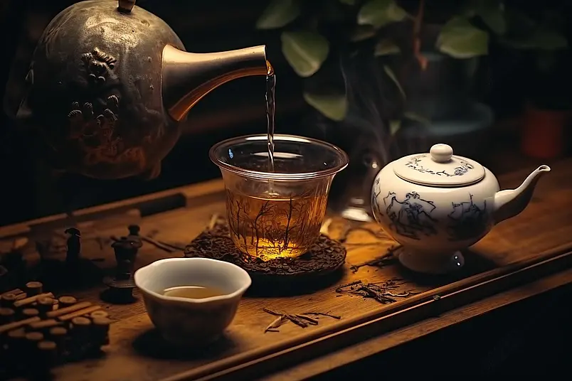 复古茶文化聚会怀旧浸泡茶叶背景图片