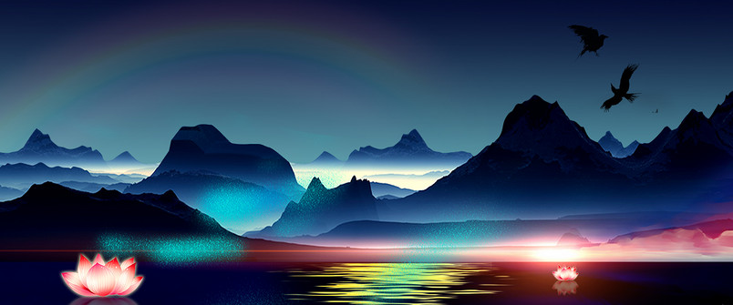 中秋节中元节夜景Banner背景