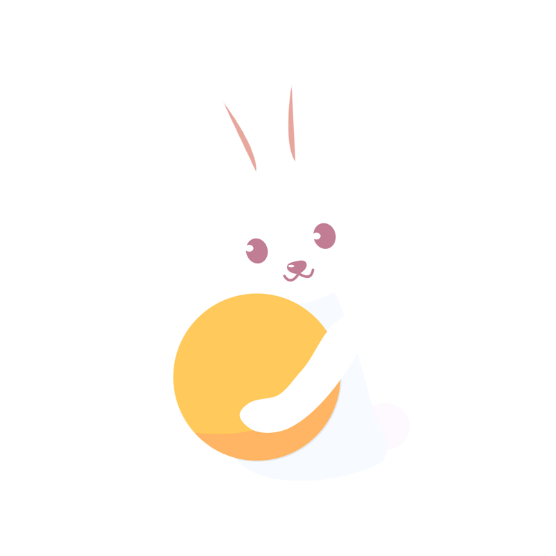 月兔抱着月饼圆月中秋