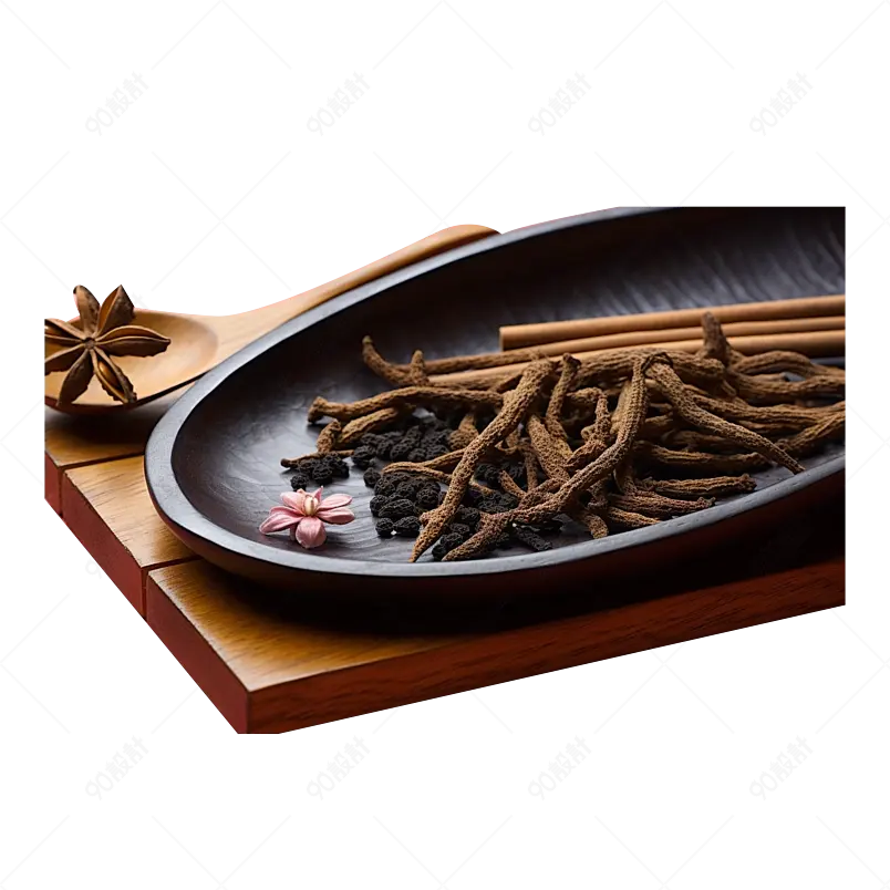 灰色实拍中医草药药材营养品元素
