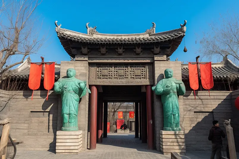 山东淄博周村古商城石像雕塑古建门头