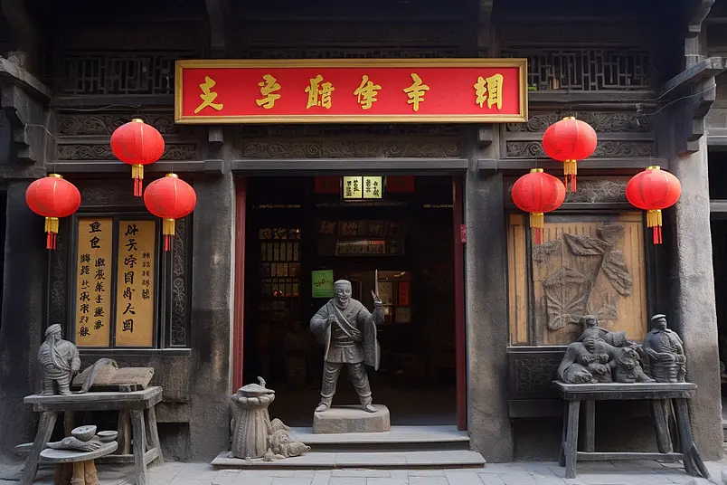 古式风格建筑商城高清摄影图