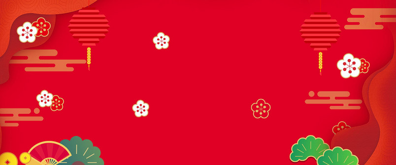 红色中国风新春季女装活动海报背景