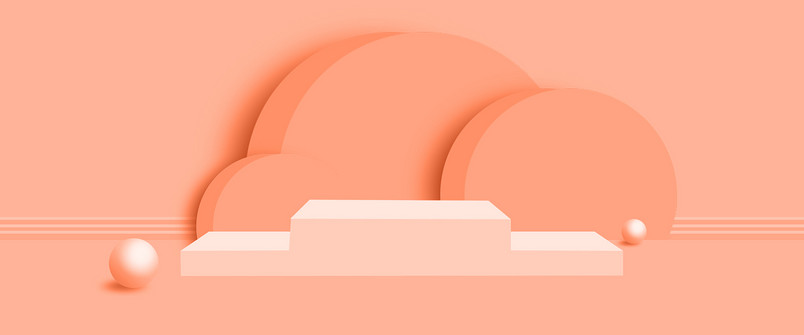 珊瑚橙立体几何C4D电商展台背景
