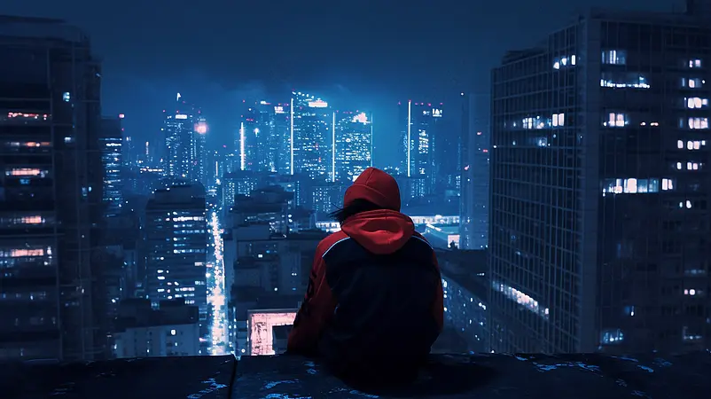 夜景人物天台背影梦想远方摄影
