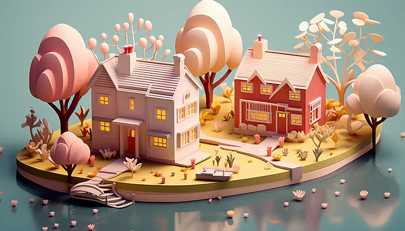 立体可爱房子数字艺术