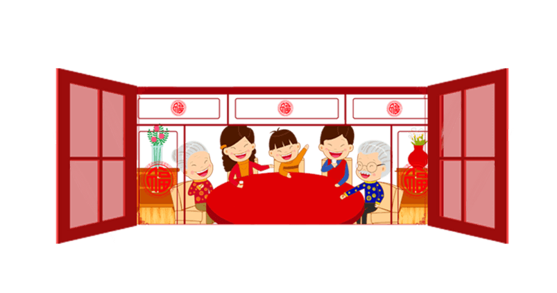 团团圆圆吃年夜饭png