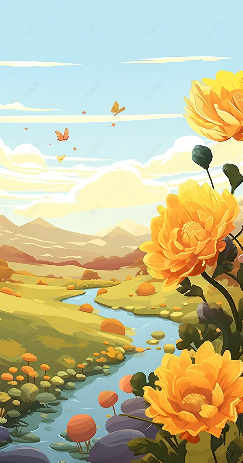二十四节气寒露背景插画
