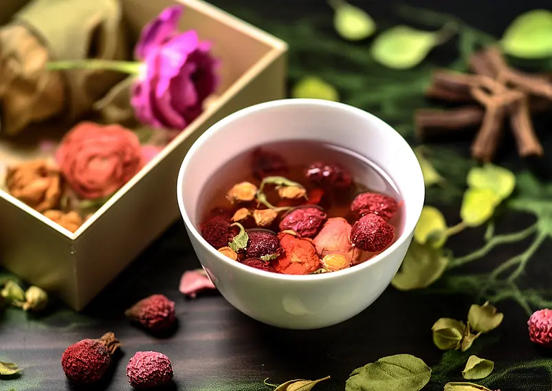 花茶玫瑰花茶养生红茶摄影图