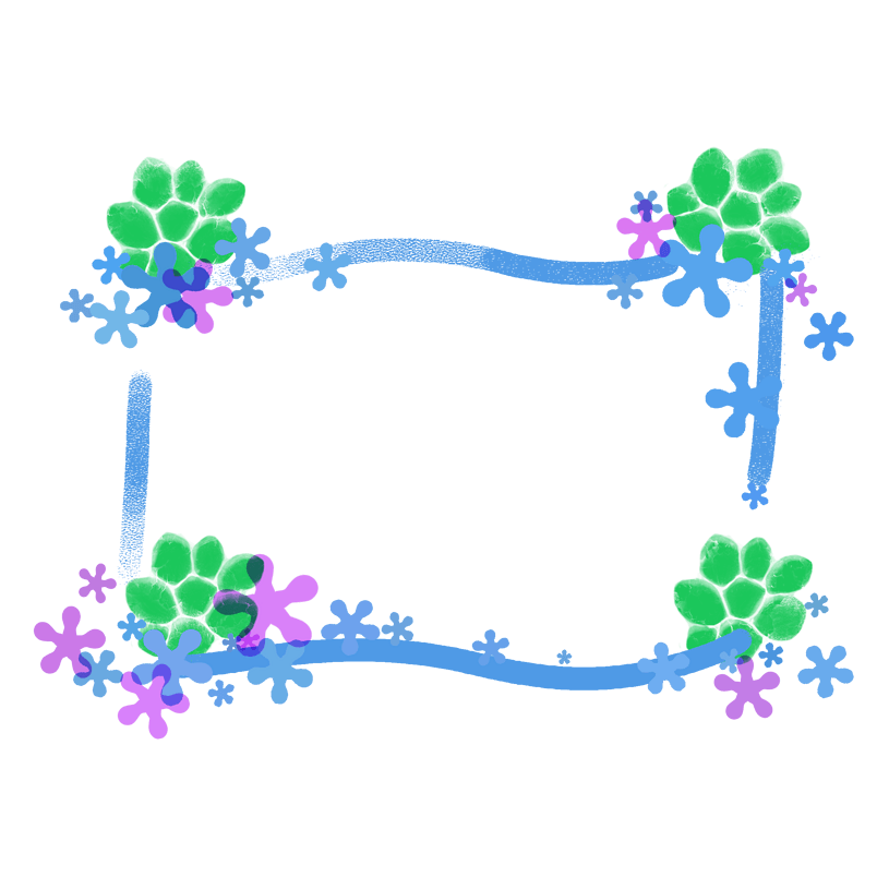 卡通矢量小清新绿色树叶花朵边框