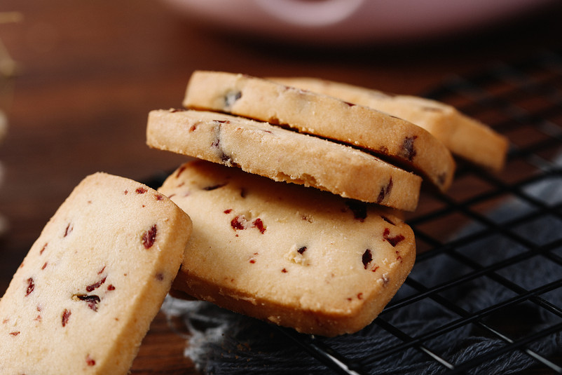蔓越莓饼干零食细节摄影图