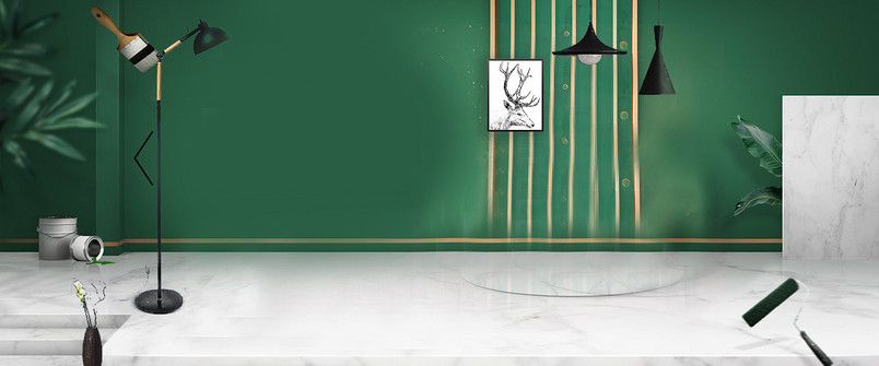 深绿色立体大气风格鞋子箱包家居家具场景海报