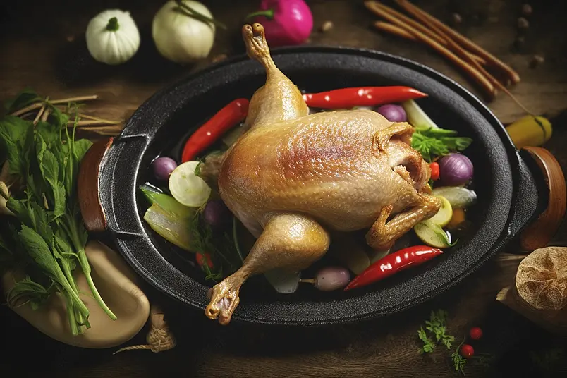 鸭汤煲红枣枸杞老鸭汤美食背景图