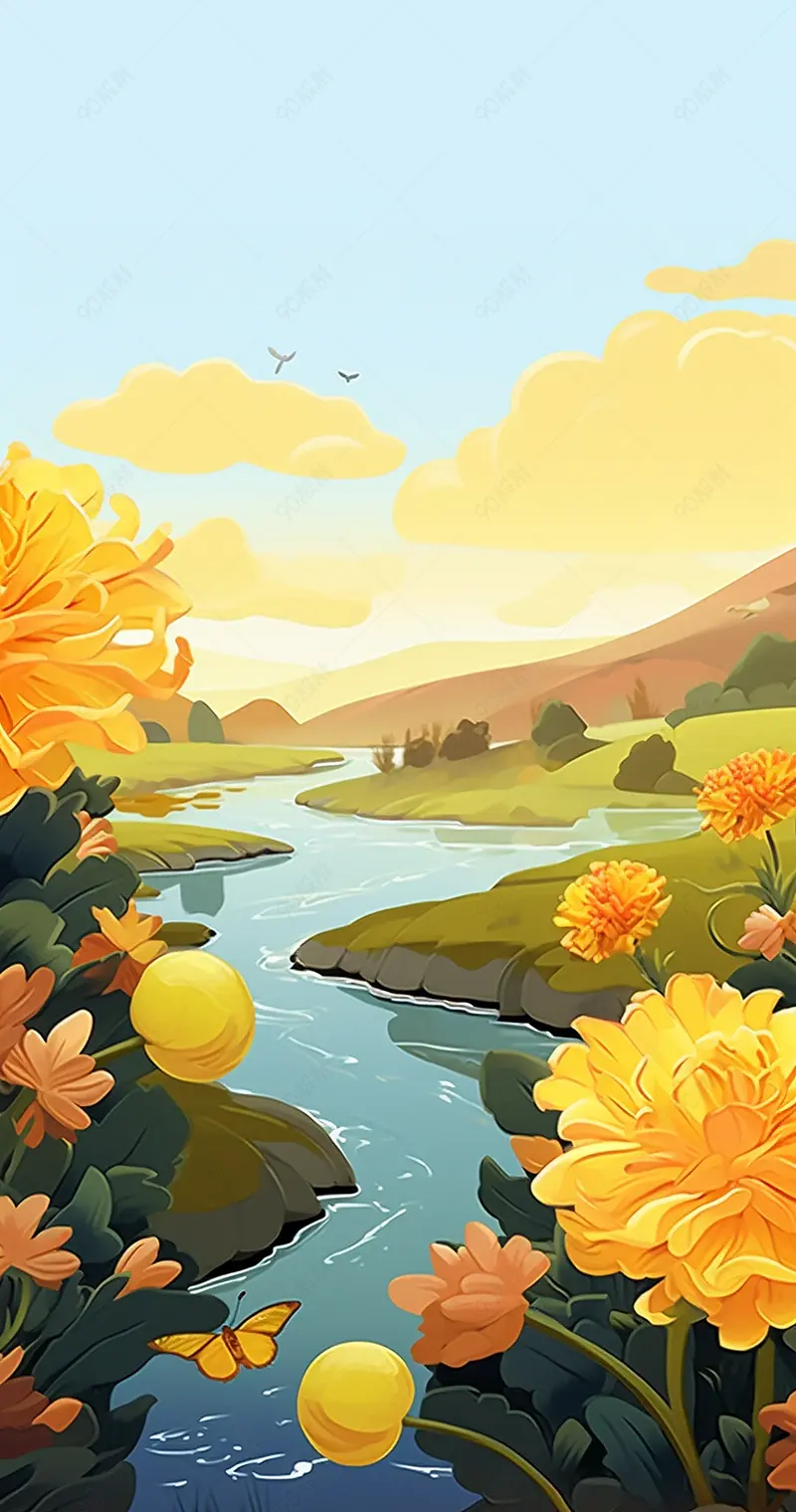 二十四节气寒露背景插画