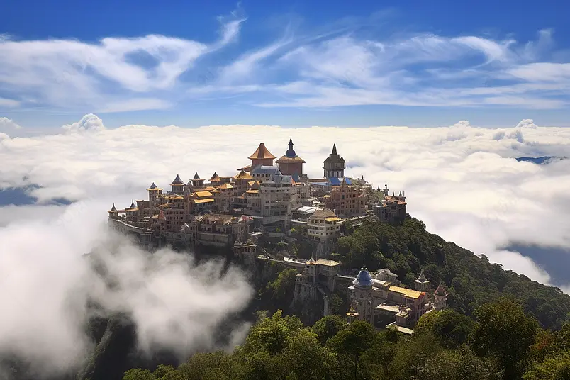 无人机航海海外旅行越南巴拿山风光