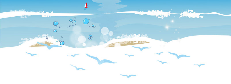 卡通海边简约海报背景图