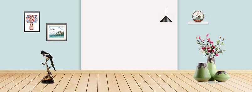 浅蓝色清爽简约时尚空间感家居海报