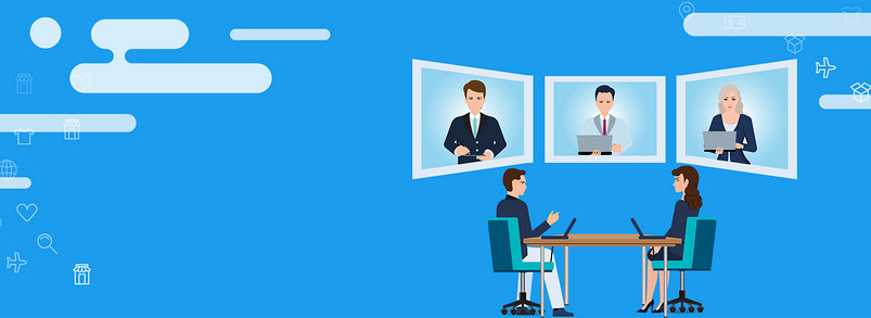 矢量商务电视会议海报