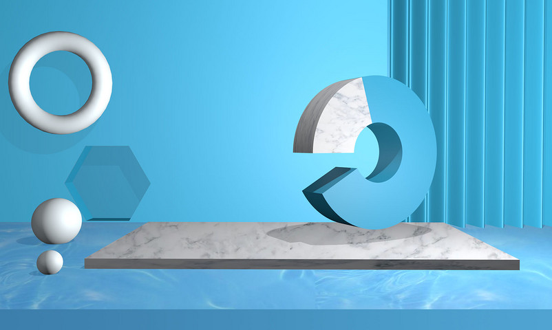 蓝色简约立体空间水波纹家居日用海报背景