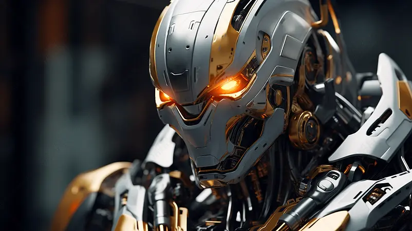 眼睛发光的科幻机器人数字艺术