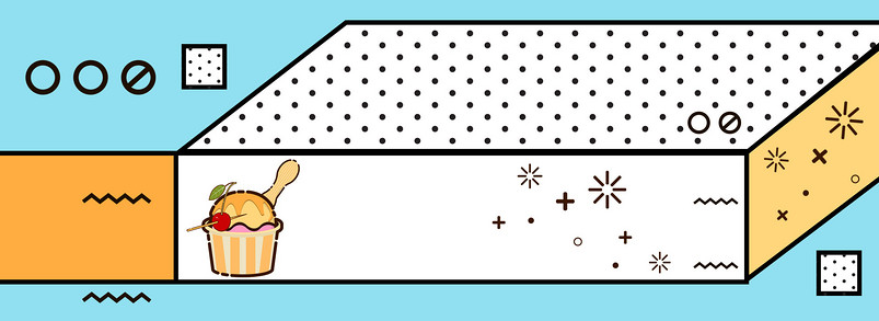 可爱MBE风格橙子冰淇淋几何banner