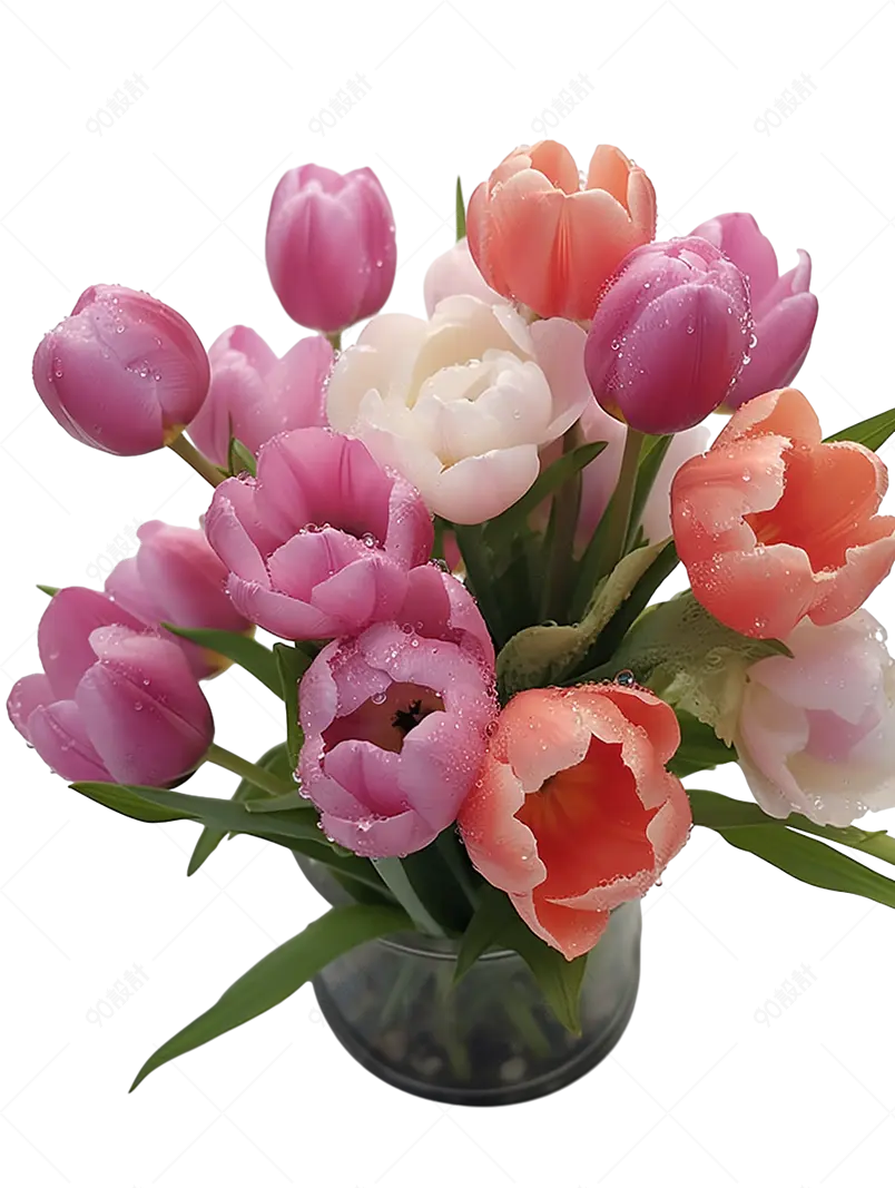 鲜活新鲜的郁金香鲜花花束