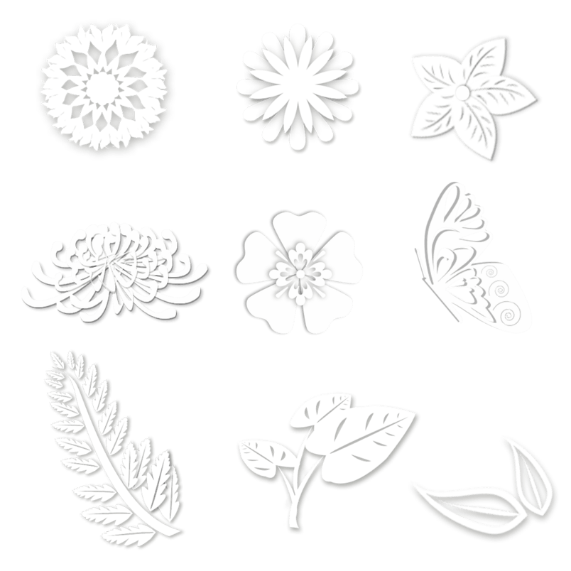 剪纸叠加风植物昆虫装饰类PNG素材