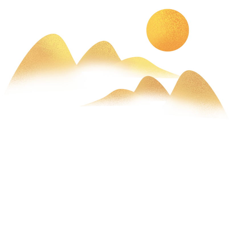 黄色山脉红色太阳元素