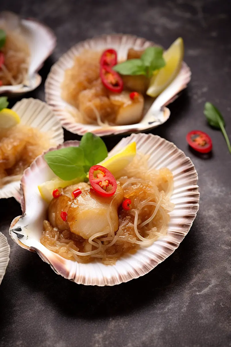 蒜蓉粉丝蒸扇贝竖版图片夜宵广告