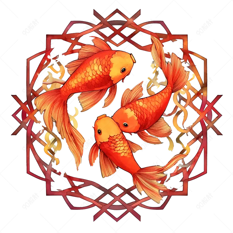 传统节日新年春节过年窗户上锦鲤