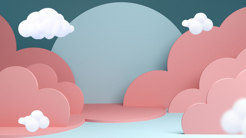 粉色c4d剪纸风三维空间尿片婴儿全屏海报背景