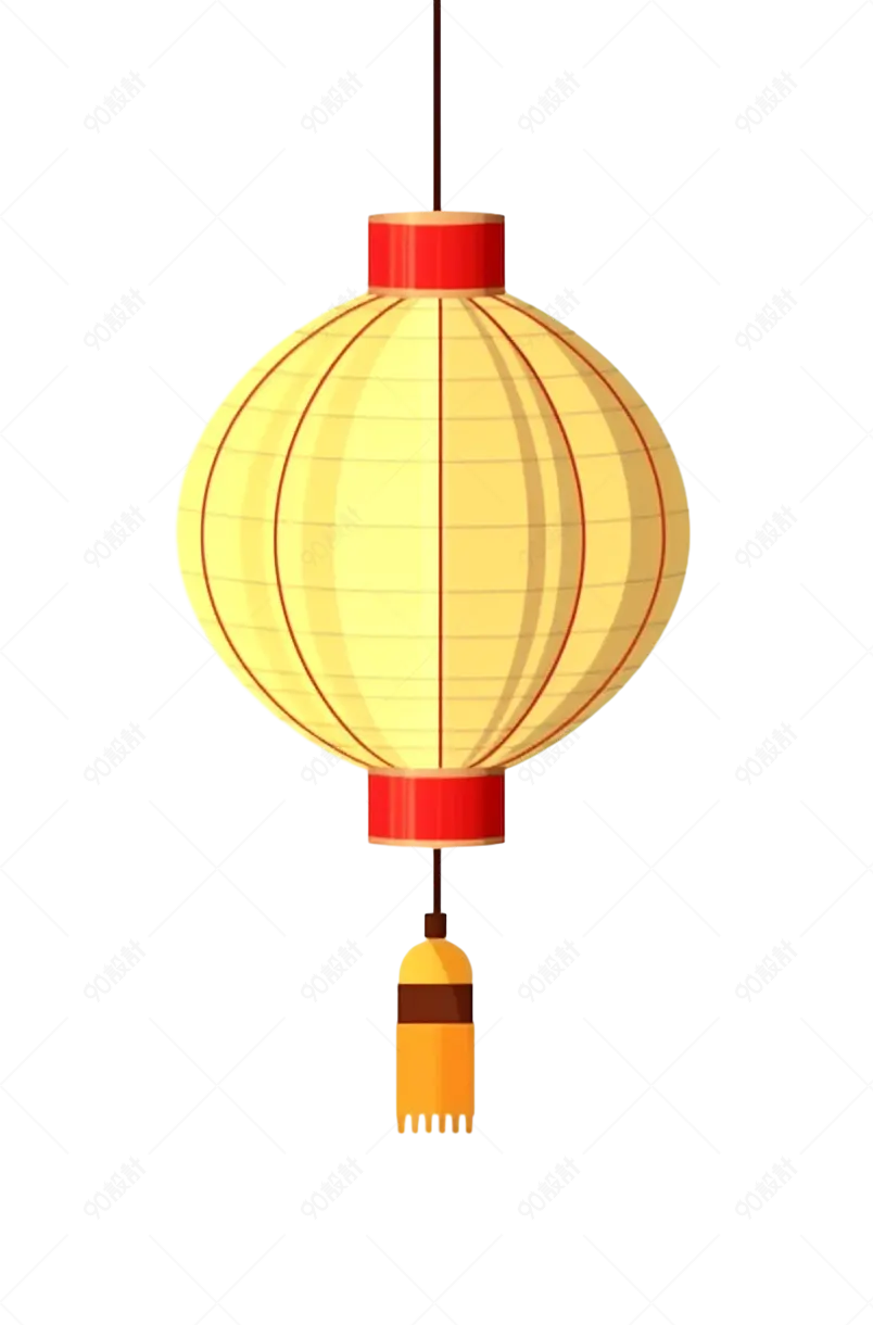 传统元宵节黄色灯笼设计元素