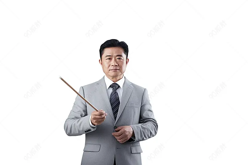 中年教授手持教棒男教师严肃教师节和蔼