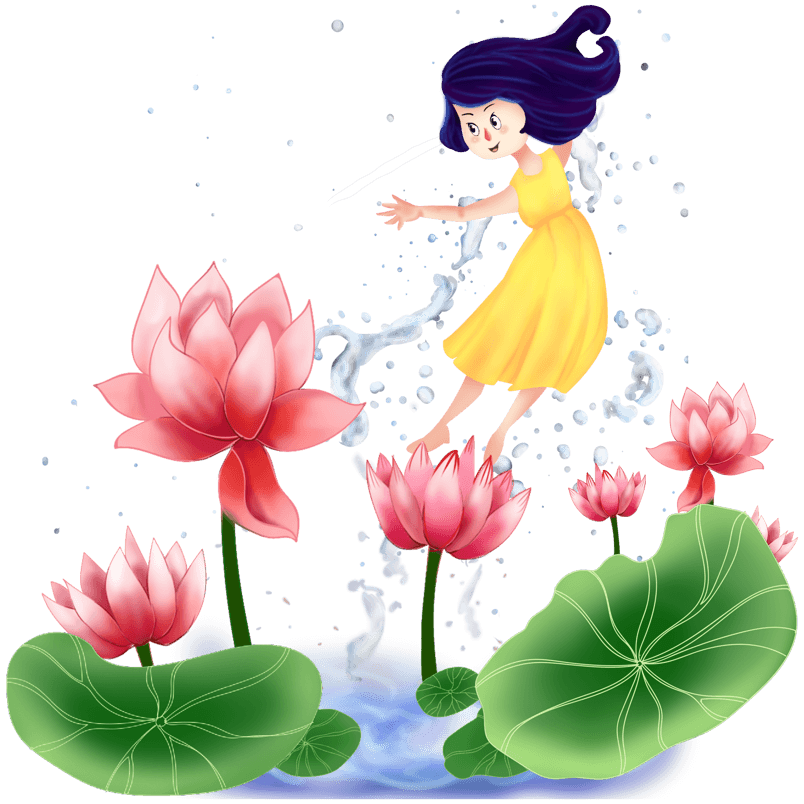 处暑二十四节气荷花女孩清凉水