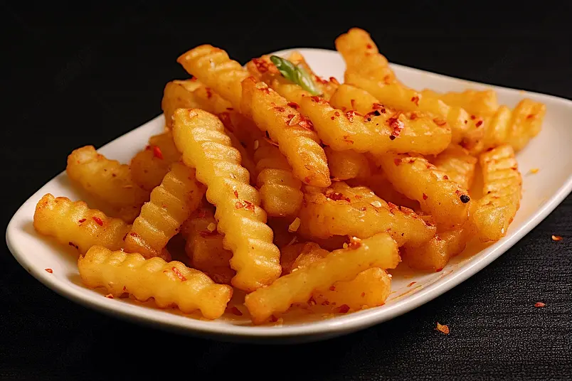 孜然土豆狼牙土豆绿色食品背景图