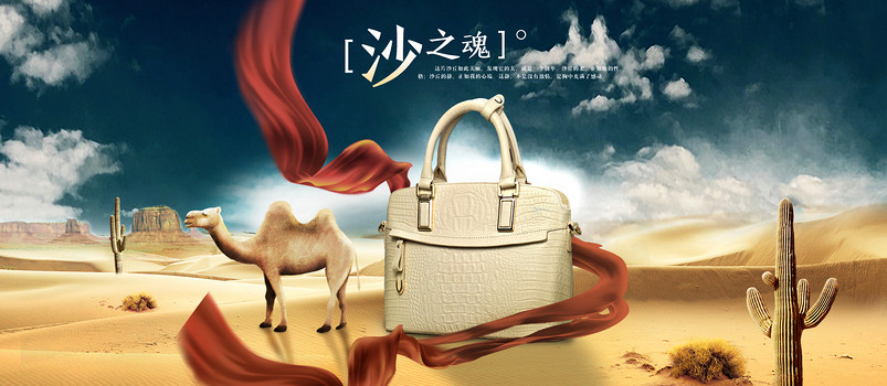 沙漠大气箱包女包海报psd模板