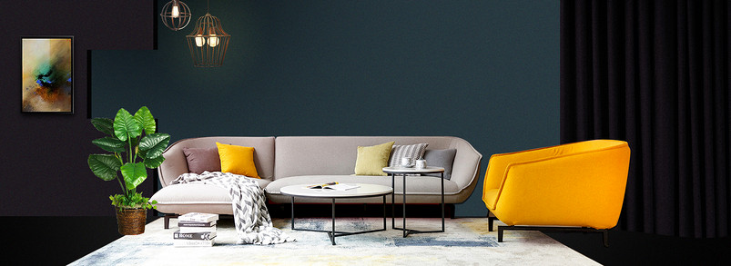 黑色简约大气艺术空间家具海报背景