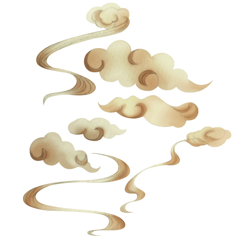 国潮风手绘祥云装饰素材