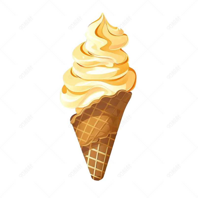 香草冰淇淋蛋筒加华夫饼角夏日消暑