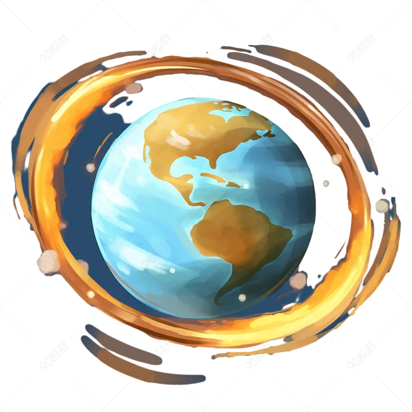 行星环绕夜空航天宇航员空间宇宙太空月球科技星球手绘图